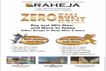 Pay just 20% now and move in today at Raheja Properties in Gurgaon